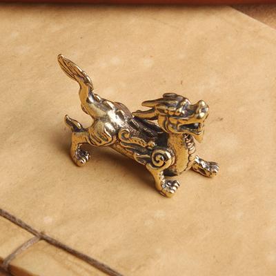 Brass Chinese Ancient Beast Pixiu Home Decor Lucky Animal Figurines Statue