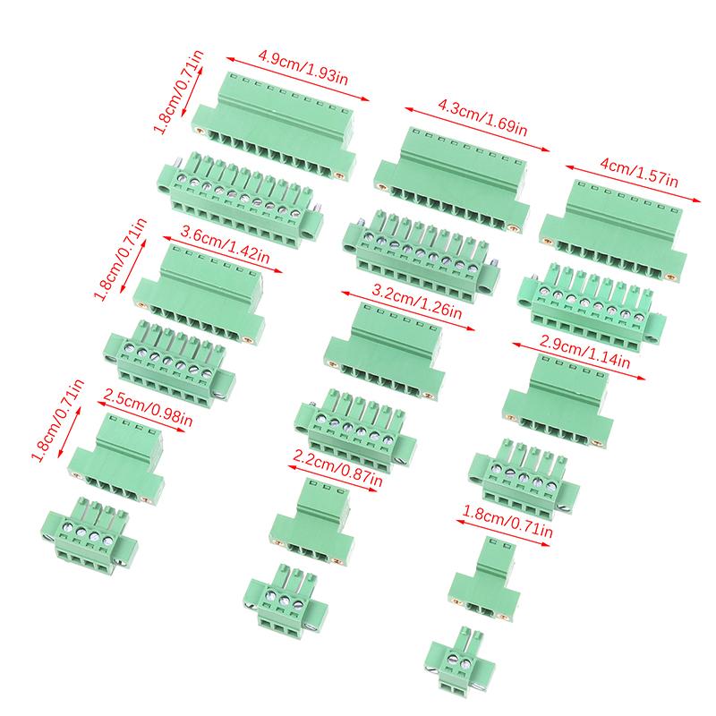 1Set 15Edgwc Pitch 3,81 Mm 2P/3P/4P/5P/6P/8P/9P/10P Steckbarer Terminal Block Anschluss Jm15Edgkm 3,81 Mm Pitch