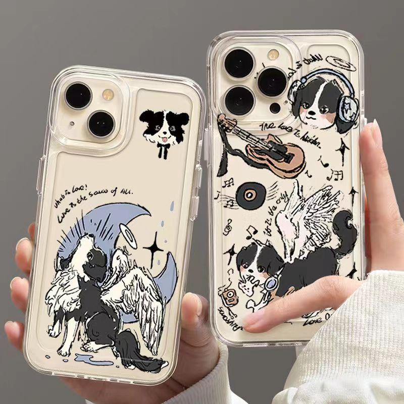 Cute Kitten Sketch Art Phone Case for iPhone 17 16 15 14 13 12 11 Series Pro Max Plus SE Double Layer Protection
