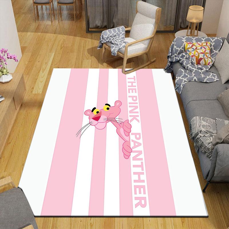 Rosa Panther Flanellmuster Quadratischer Teppich, Läufer, Teppich für Wohnzimmer Schlafzimmer Sofa Spielzimmer Dekor, Rutschfeste Fußmatte
