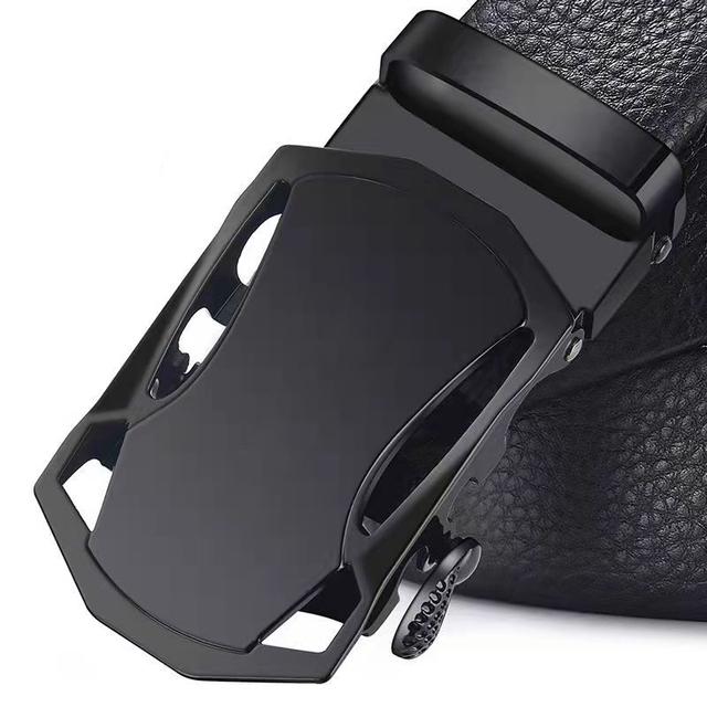 Genuine Leather Men's Simple Belt Fashion Designer Business New Belt Jaguar Pattern Decorative Alloy Automatic Buckle