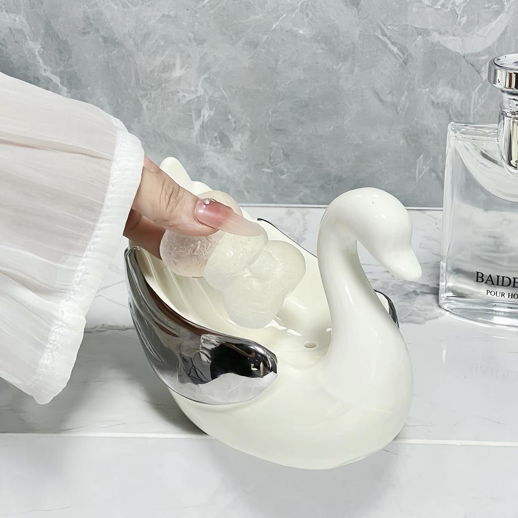 Soap dish ceramic swan soap box drain water no punching bathroom household sink storage rack bathroom accessories