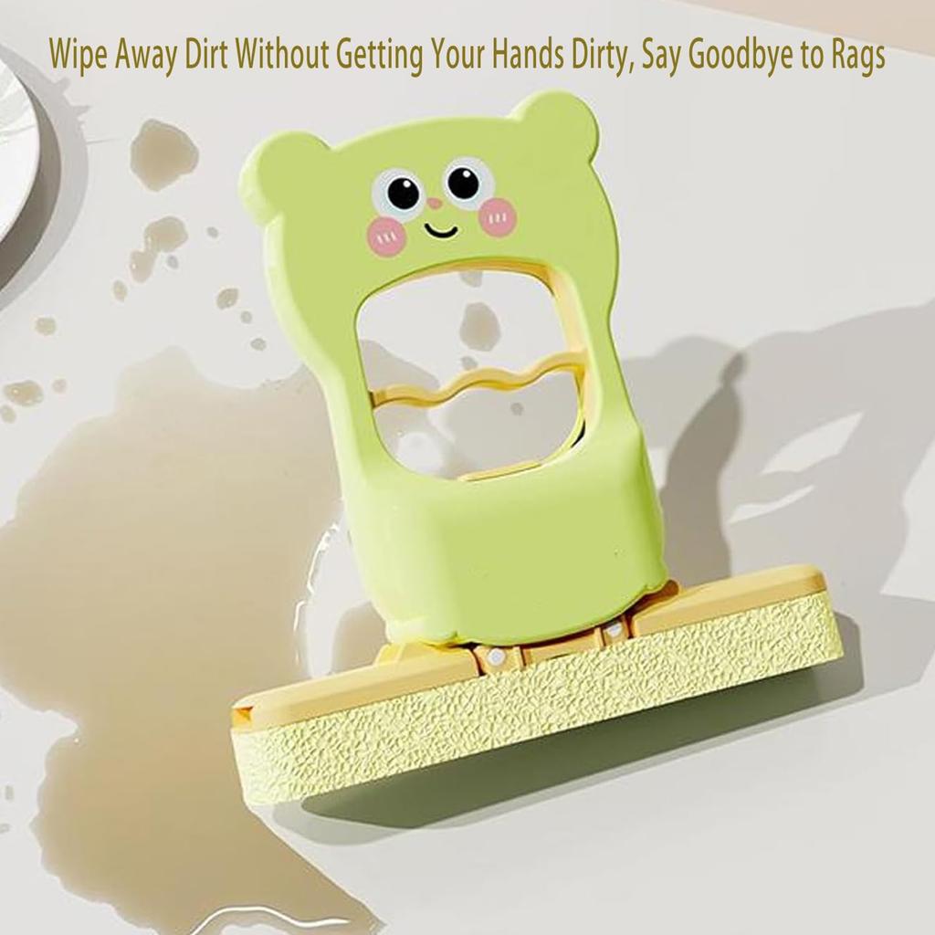 Cute Cat Pattern Handheld Mop, Small Hand Absorbent Mop, Foldable Self-Mops For Small Spaces, Portable Self-Washable Mops Microfiber Desk Wall