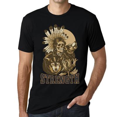 Grafikli Erkek Tişörtü - Wolf Strength - Indian Skull Gömlek