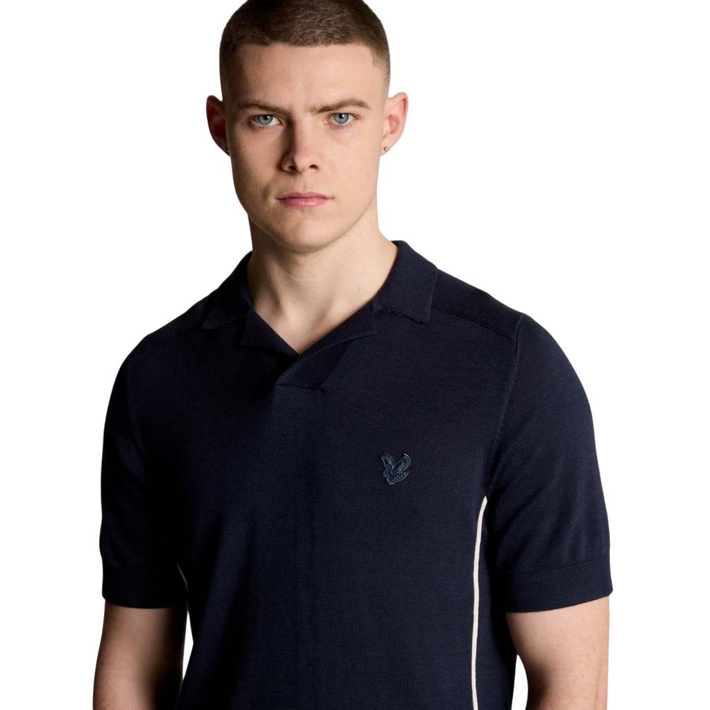 Lyle & Scott Mens Tipped Knitted Seamed Polo Shirt