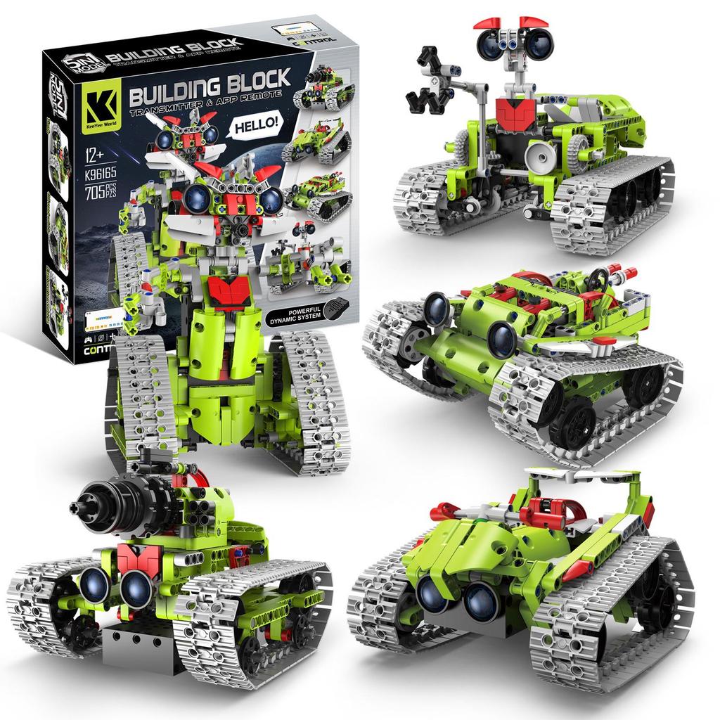 Programmable 5-in-1 Remote Control Moon Robot for Science Education, Compatible Building Blocks