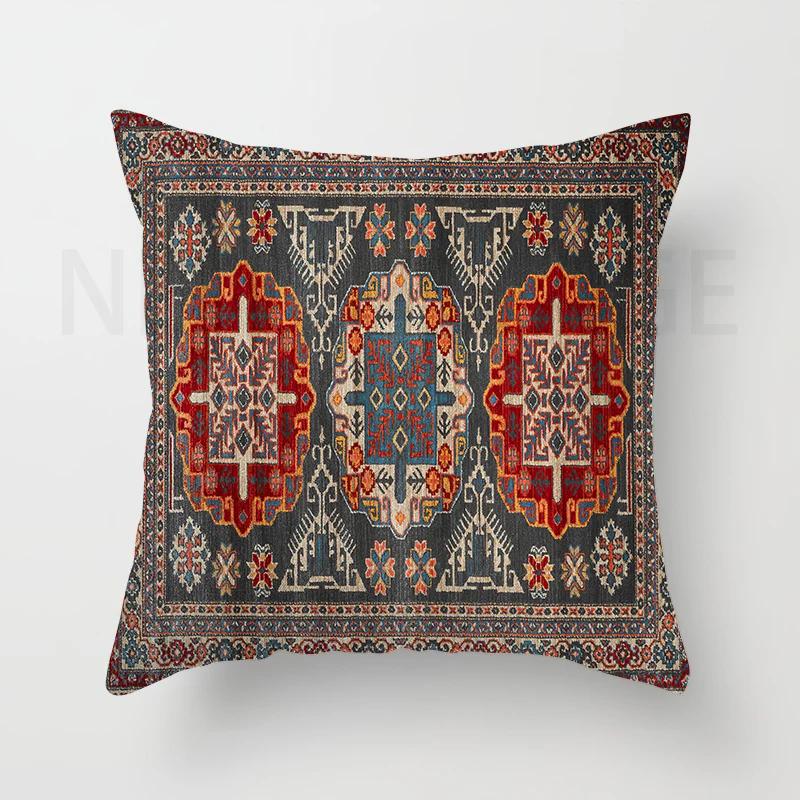 Red Moroccan Ethnic Style Short Plush Pillowcase Sofa Cushion Cover Home Decoration Can Be Customized for You 40x40 50x50 60x60