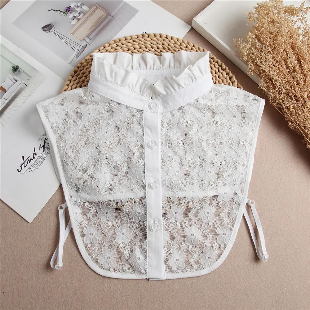 Female Lace Detachable Collar Vintage Solid Stand Fake Collar Blouse Top Adjustable Women Clothes Ladies False Collar