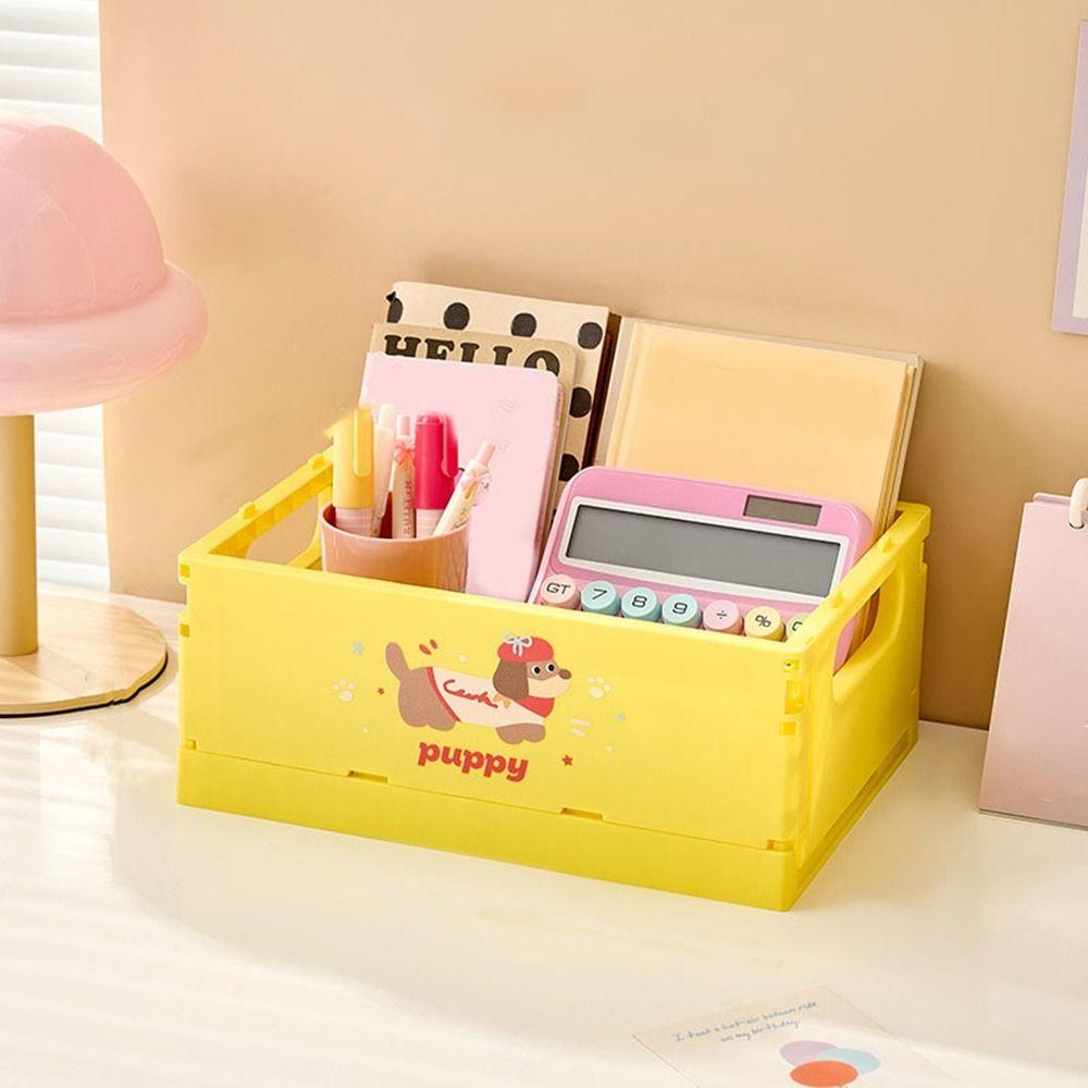 Stackable Foldable Storage Basket Dopamine Stationery Cosmetic Rack Sundry Organizer File Storage