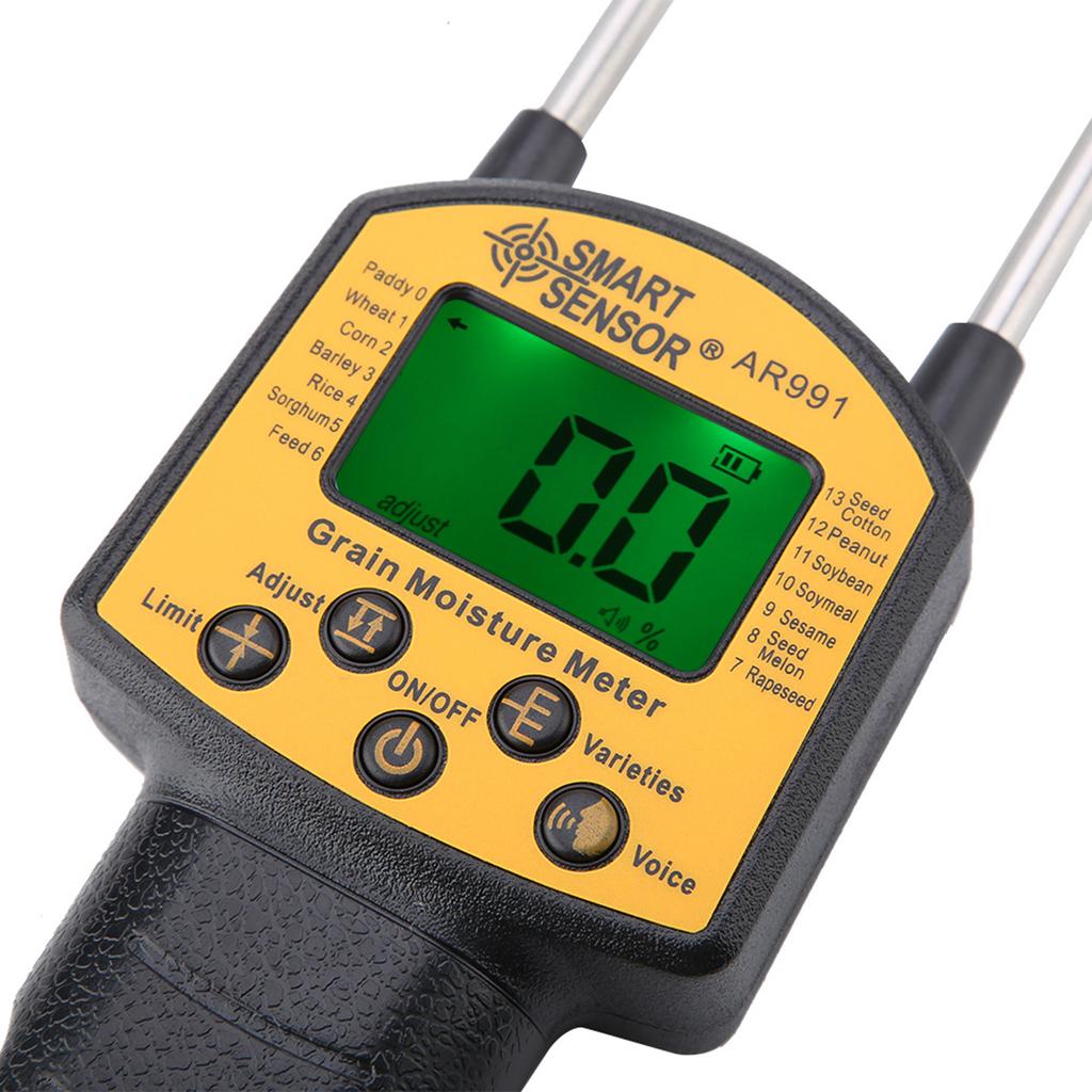 SMART SENSOR AR991 Digital LCD Grain Moisture Meter for Wheat Corn Rice Peanut Soybean Grain Moisture Meter Grain Humidity Meter