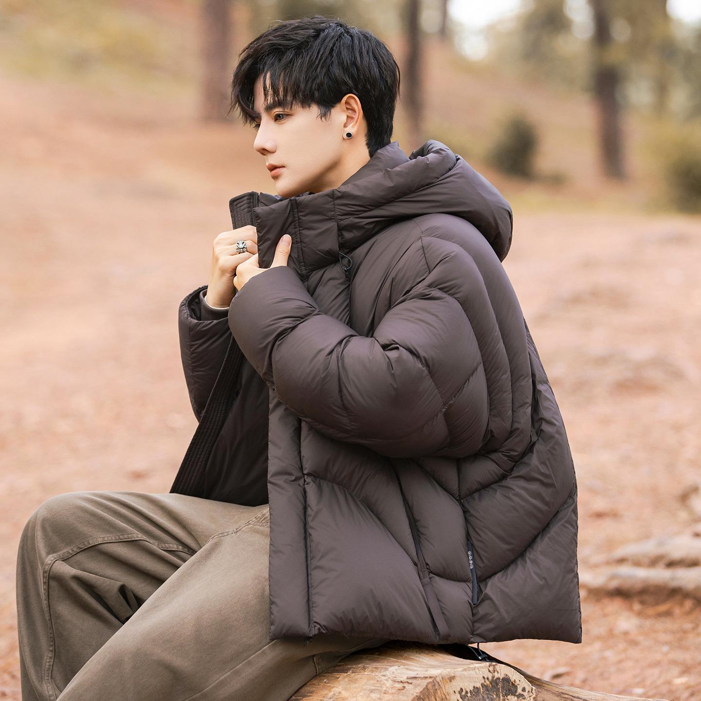

2025 Winter Unisex Hooded 90 Down Puffer Jacket - High-End Loose Fit, Warm, Trendy Outerwear XL [160-170 lbs]