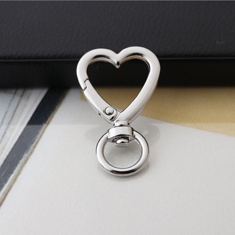 10Pcs Heart-Shaped Spring Gate Rings - Openable Keychain Clips, Fits Bags/Belts/Dog Chains, Snap Closure, Great for DIY