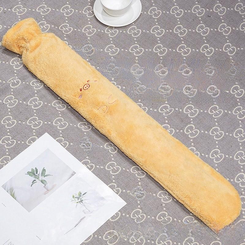 Cartoon Cat Shape Long Hot Water Bag With Soft Short Plush For Warmth And Gift Giving