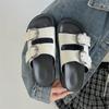 Fashion trend black thick-soled one-word slippers women's summer wear 2025 new high-end height-enhancing cool slippers