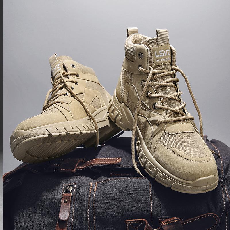 Martin Boots, Men's Shoes, Autumn High-top, Mid-top Cargo Boots, Outdoor Sports, Mountaineering Sand