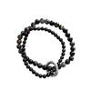 Black Unisex Elegant Beaded Double Circle Bracelet Trendy Retro Jewelry Artistic