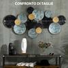 3D Metal Wall Art Modern Circle Hanging Wall Sculptures Home Decor for Living Room Bedroom Dining Room, Blue Black Gold