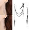 Punk Style Black Rivet Dissymmetry Long Tassel Dangle Earrings for Women Personality Hip Hop Rock Punk Jewelry Accessory Gift