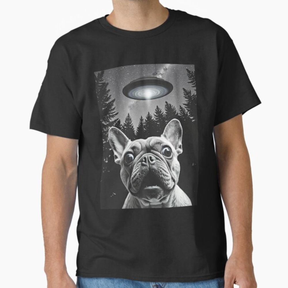 Frenchie UFO Selfie - Funny French Bulldog Alien Gift Unisex T-Shirt Unisex T-Shirt S