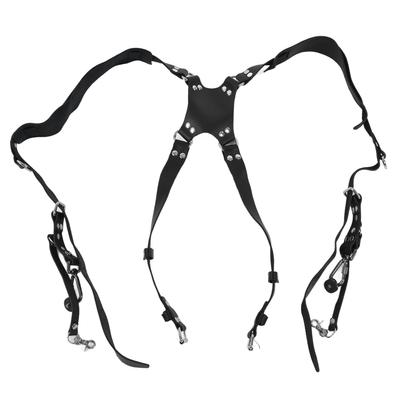 Camera Strap Dual Shoulder PU Leather Harness with D Rings Outdoor Photography Accessories