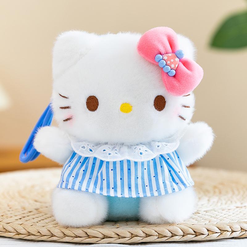 Hello Kitty 6" Pendant Plush Doll with Overalls Keychain