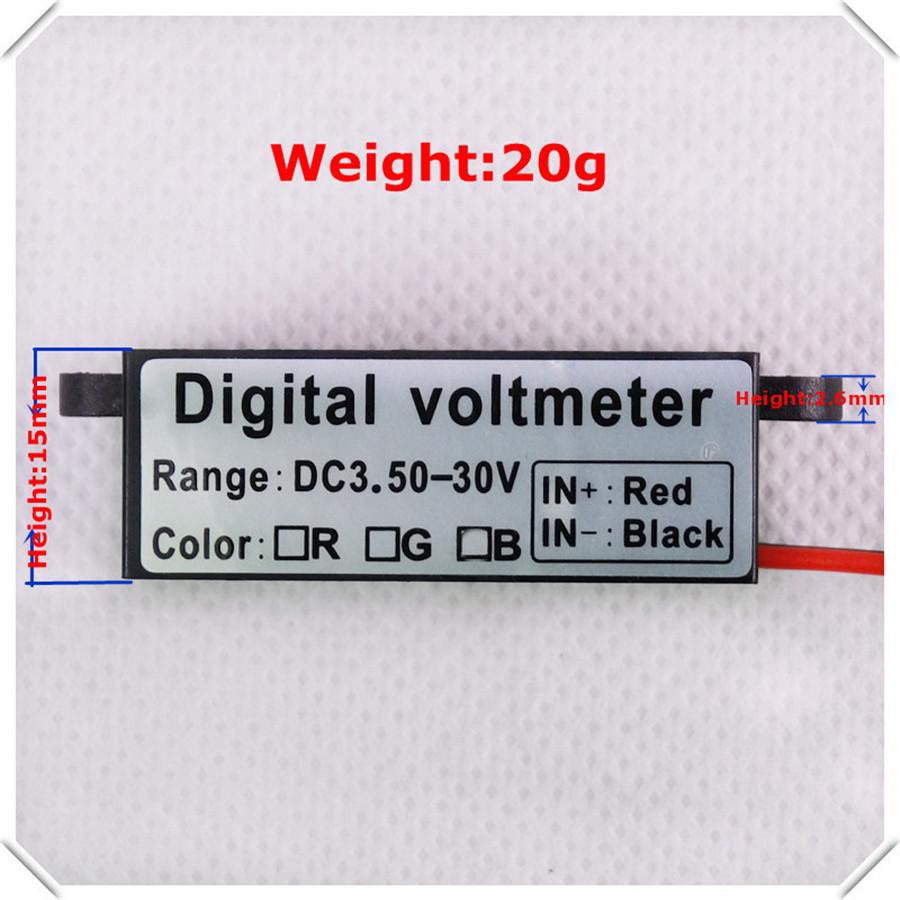 Micro 0.56"Digital Voltmeter DC3.50-30.0V Vehicles Motor car Waterproof Voltage Panel Meter LED Display Color Green Car Motorcycle Vehicle Automotive