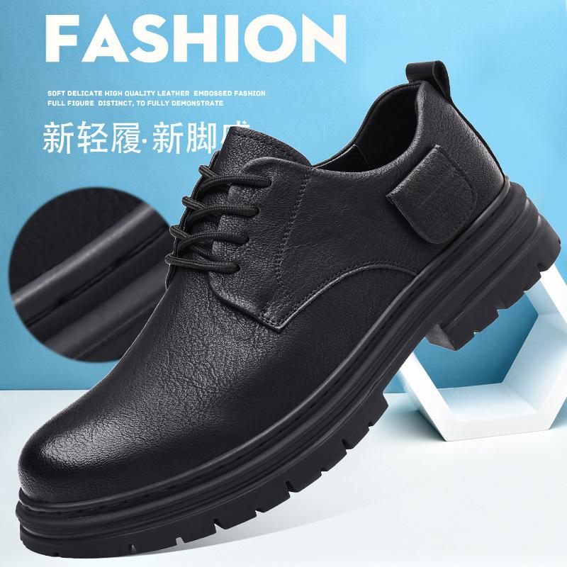 Spring Autumn Cow Leather Platform Shoes for Men New Designer Causal Solid Color Men's Dress Shoes Ankle Boots Male