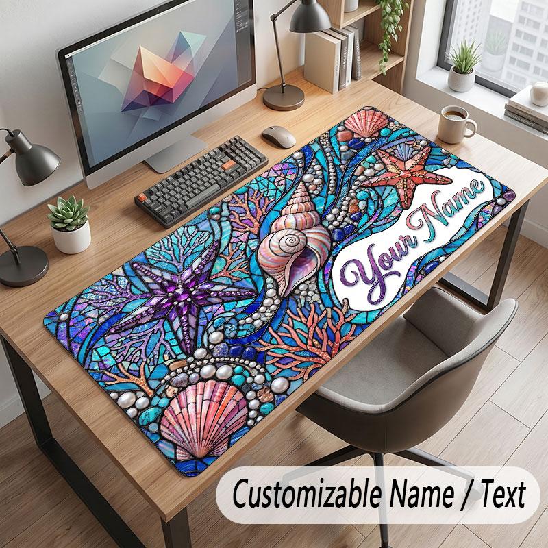 Octopus Sea Life Theme Customized Mouse Pad Personalized Print Name Text Desk Mat For Home Office Table Decor
