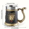 600ML Snake Resin Stainless Steel Beer Mug Stein Creative Tankard Skull Coffee Cup Tea Mug Tumbler Pub Bar Decor Vintage Gothic