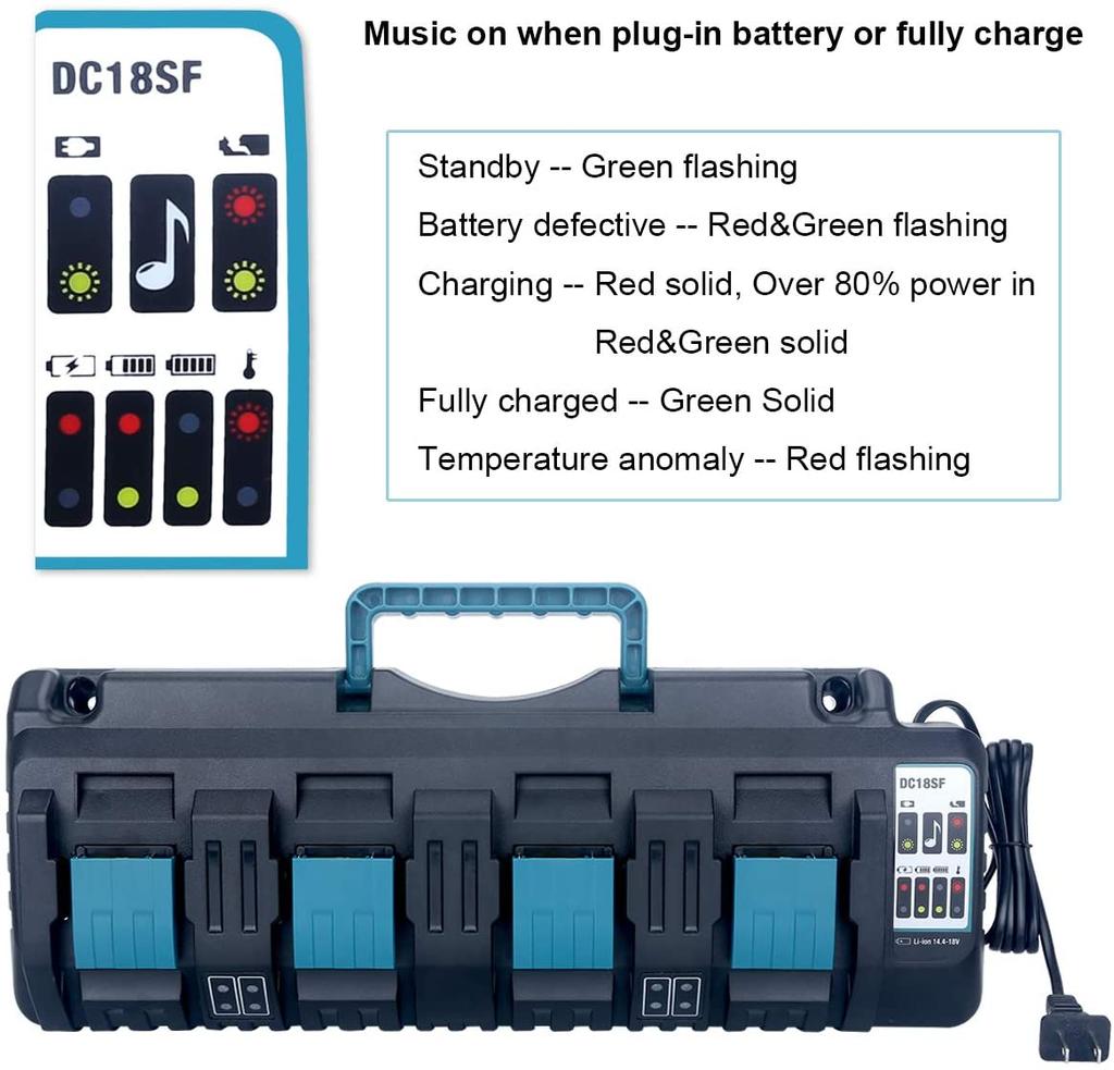 Portable Four-Port Fast Charger For Makita 18V BL1415 BL1815 BH1220 Li-ion Battery Power Tool Battery Chargers