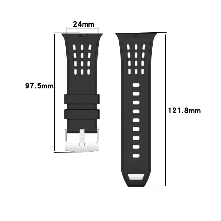 Vertical Hole Dual-Color Breathable Silicone Watch Band For Apple Watch 46mm 49mm 45mm 44mm, Adjustable Sport Replacement Strap