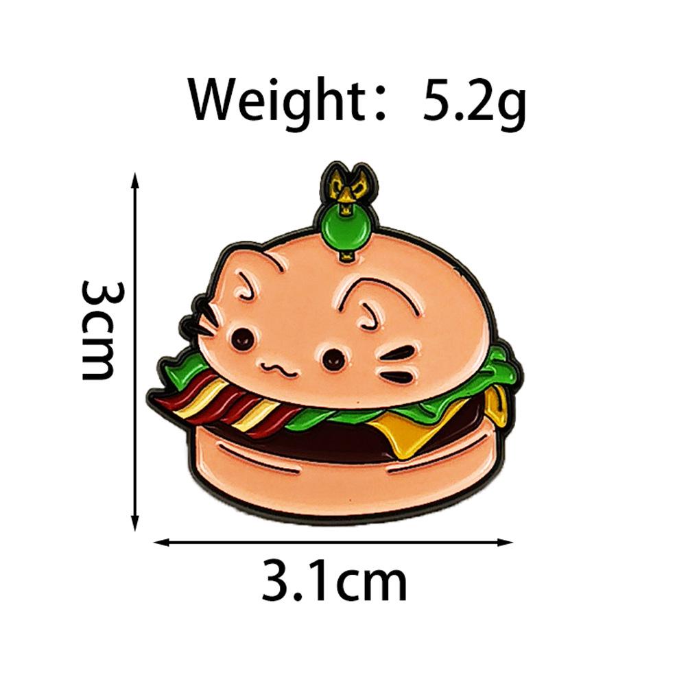 Cartoon Cat Alloy Brooch - French Fries & Chicken Nugget Shapes for Clothing, Hats, or Backpacks