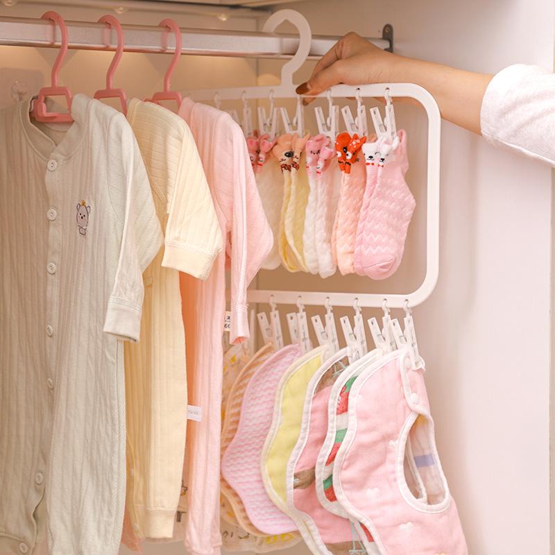 Multi-Functional Sock and Clothing Clip Hanger for Household Storage and Drying