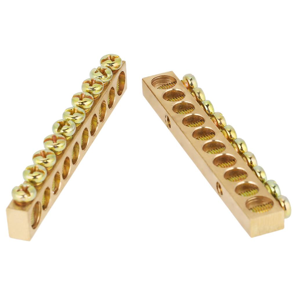 10pcs 10Hole Electrical Distribution Wire Screw Terminal Brass Ground Neutral Bar
