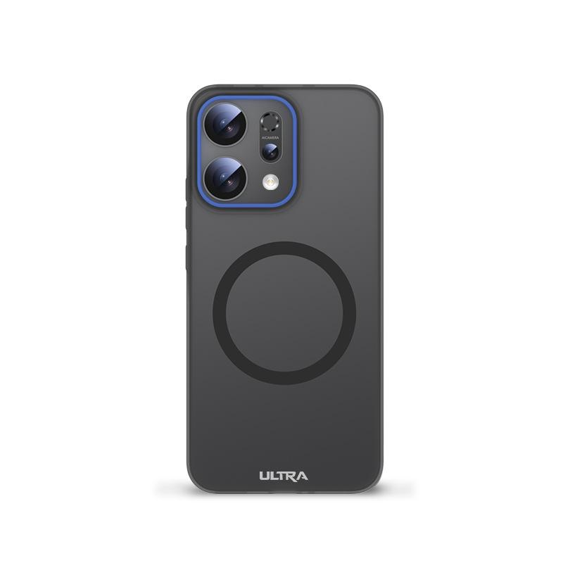 

Metal Blue Len Transparent Magnetic Phone Case for OPPO Reno 14 Pro Reno14 Non-slip Anti-Fingerprints Plastic Matte Hard Cover Reno14 прозрачный черный