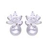 Elegant Cross-border Zircon Pearl Stud Earrings for Women