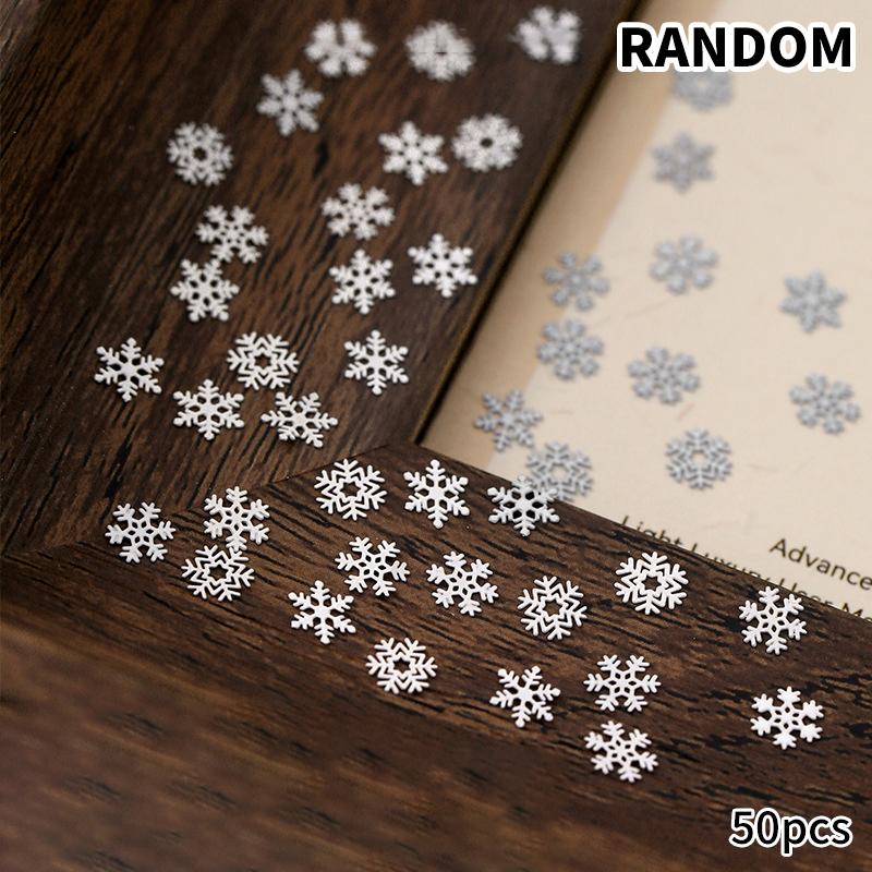 

50 шт. рождественские снежинки металлические стразы для дизайна ногтей ювелирные украшения маникюр рождественские украшения набор RANDOM