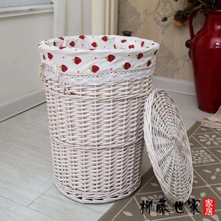 Large Size Wicker Clothes Storage Basket Covered Design for Restaurant Use Dirty Clothes Organizer Retro Style Family Storage...
