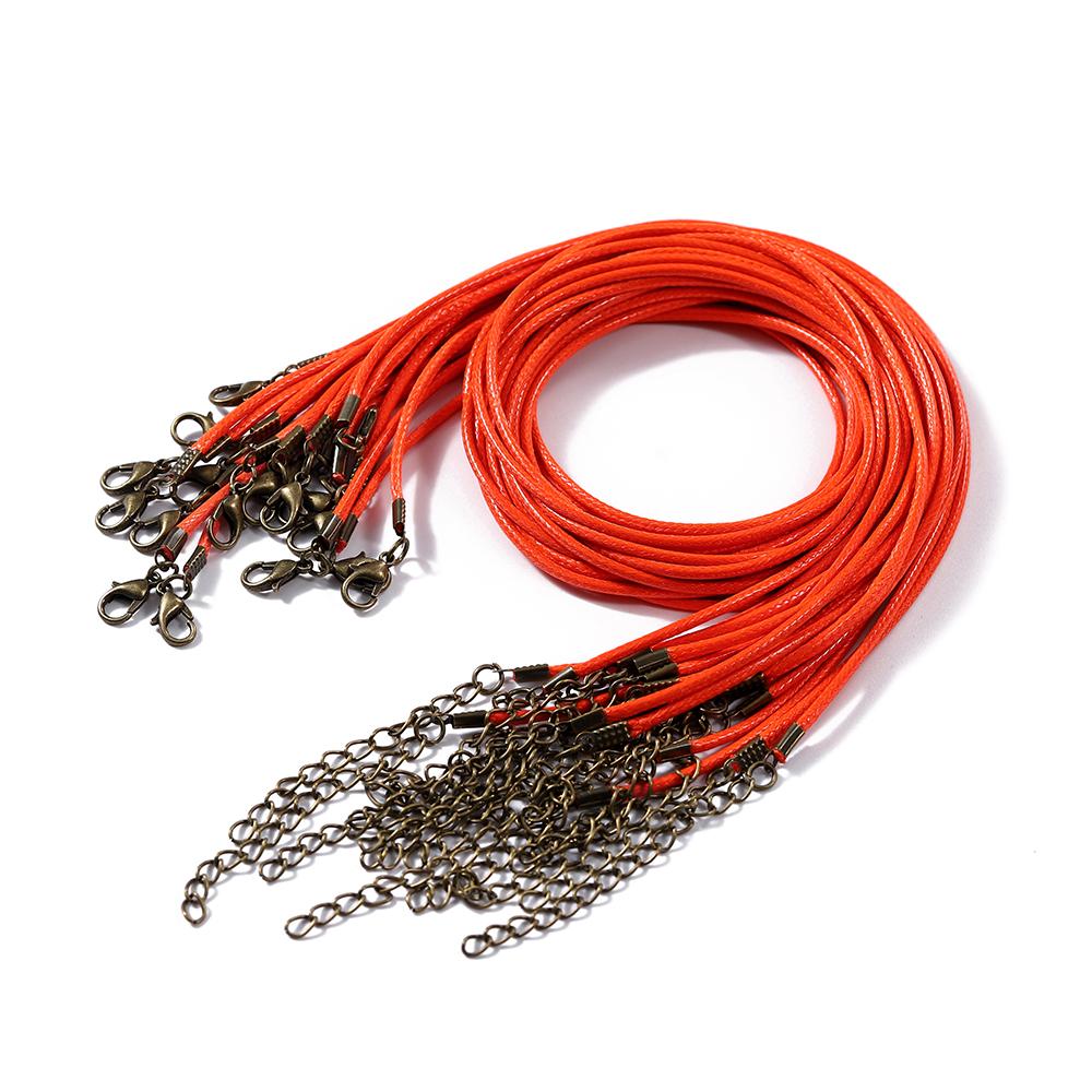 10Pcs 1.5/2mm Colorful Leather Braided Rope Bronze Lobster Clasp Tail Chain Connector for DIY Pendant Jewelry Making Supplies
