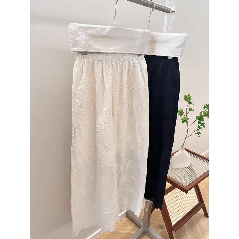 2026 Gentle and Elegant High-Waisted Slimming Pants with Intricate Embroidery, Casual Women's Cropped Pants