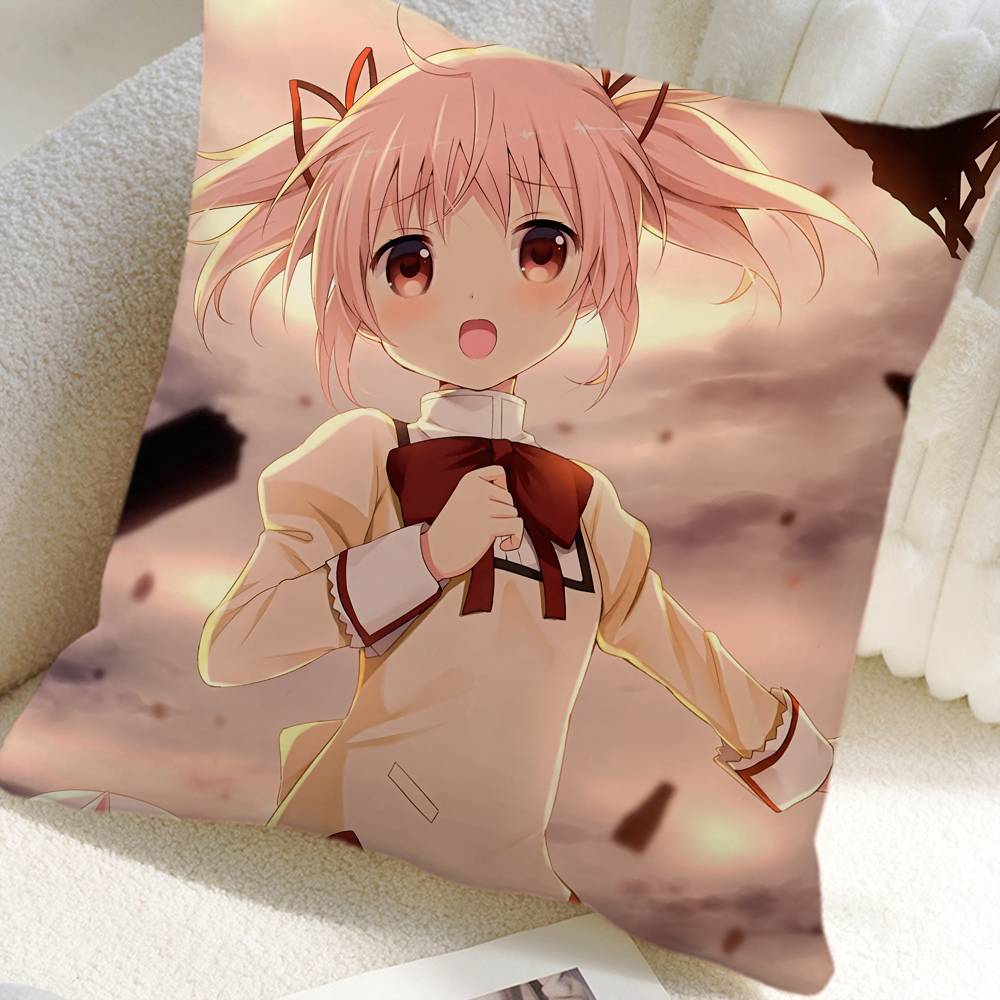Puella Magi Madoka Magica Anime Kissenbezug Quadratisches Kissen Schlafzimmer Sofa Freizeit Komfortkissen Auto Heimdekoration