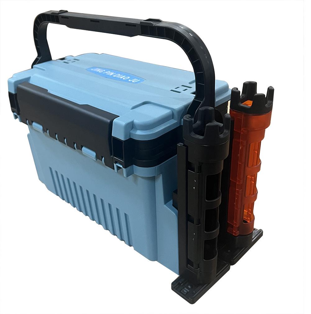 Portable Fishing Box with Rod, Lure, and Cup Holder Accessories