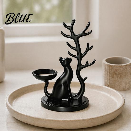 Small Countertop Organizer Cute Cat Tree Branch Jewelry Organizer 3D Printed Earring Bracelet Hair Necklace Display Rack Tie Storage Holder,