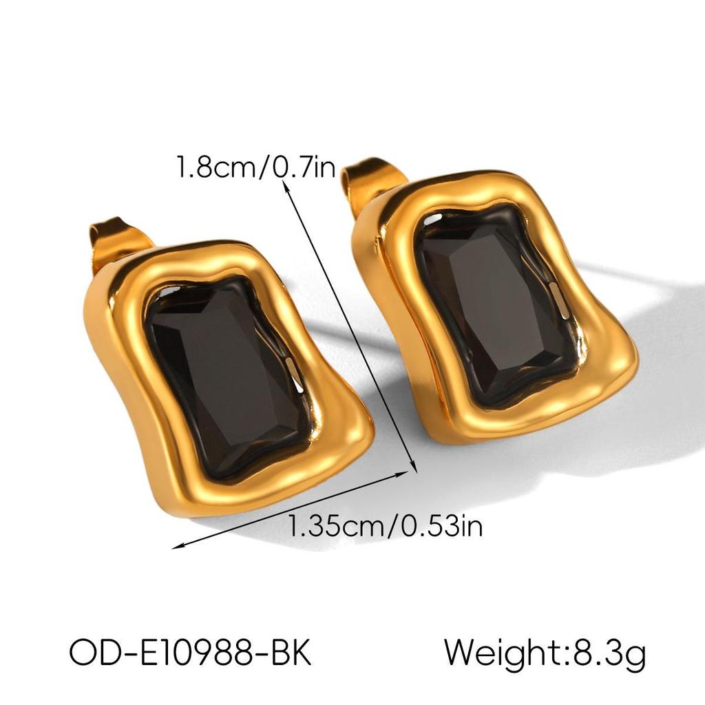 Retro Edelstahl 18k Gold Ohrringe: Nicht verblassende Titan-Ohrstecker, INS-Stil Leichter Luxusschmuck für Frauen