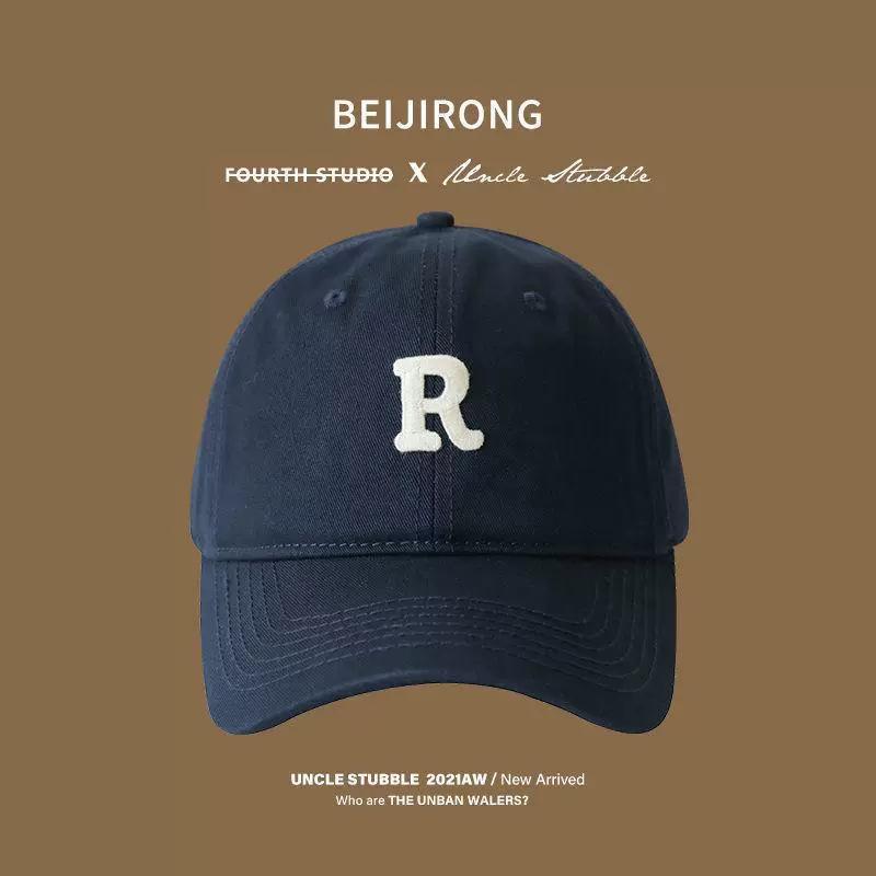 Baseball cap men's fashion cap letter embroidered visor simple versatile face small solid color hat women