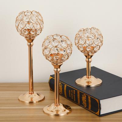 1PC Romantiche composizioni floreali Portacandele in metallo dorato Decorazioni per finestre di hotel in cristallo