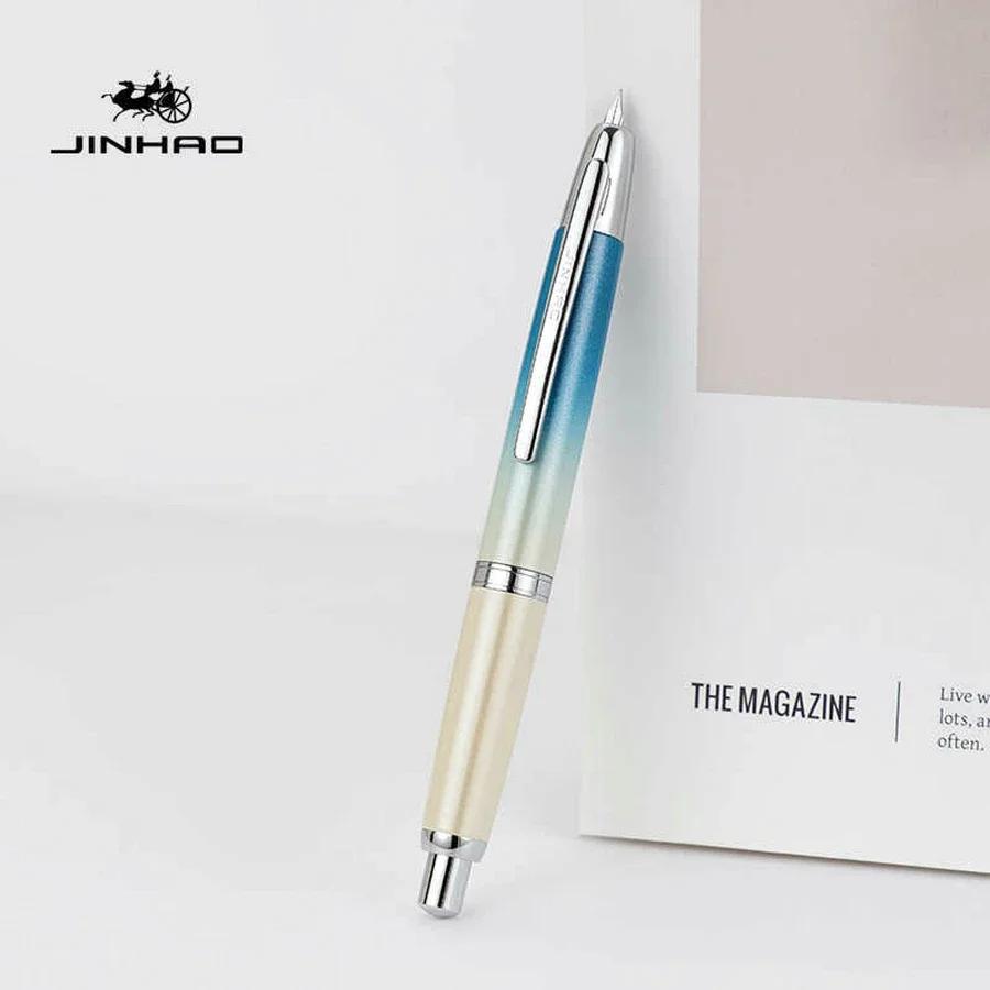 JINHAO 10 Druck-Einziehbare Füllfederhalter EF/F Feder Handpoliert Rosa Tinte Stift mit Konverter Büro Schulbedarf A1