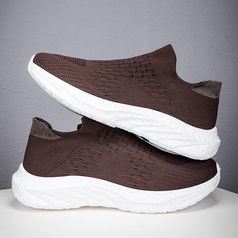 

Мужская обувь новая повседневная спортивная обувь кроссовки мягкая подошва обувь для ленивых модная обувь из мушиной ткани на одной педали 45 кофейный