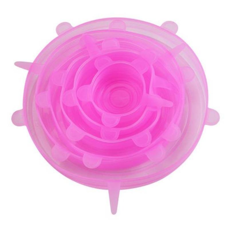 6Pcs Silicone Food Covers Bowl Lids Kitchen Gadgets Strong Stability Dust-proof Fresh-keeping Food Grade Multifunction Flexible