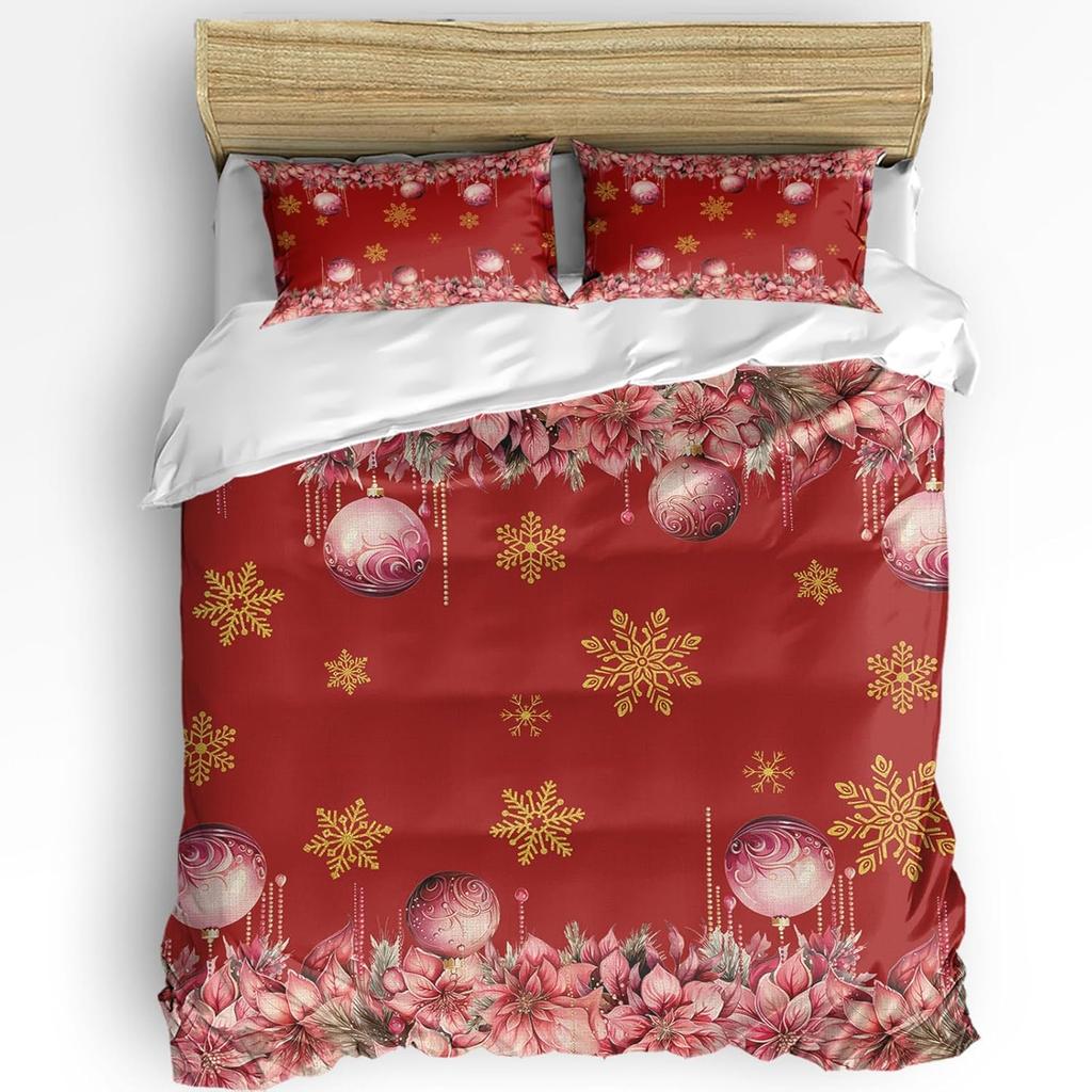 Comforter Christmas King Size Christmas Tree Ball Snowflake Quilt Soft Bedding For Boys Girls Adult Bedroom Decoration 3 Pcs